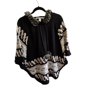 American Rag Poncho with Faux Fur Trim